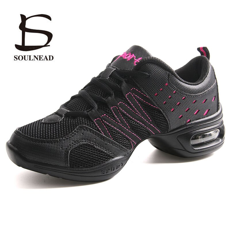 Donne Jazz Scarpe Da Ballo Suola Morbida Scarpe Da Ballo Scarpe Da Ginnastica Per La Donna Delle Signore Della Maglia Respiro Moderna Piazza di Fitness Scarpe Da Ballo Bianco