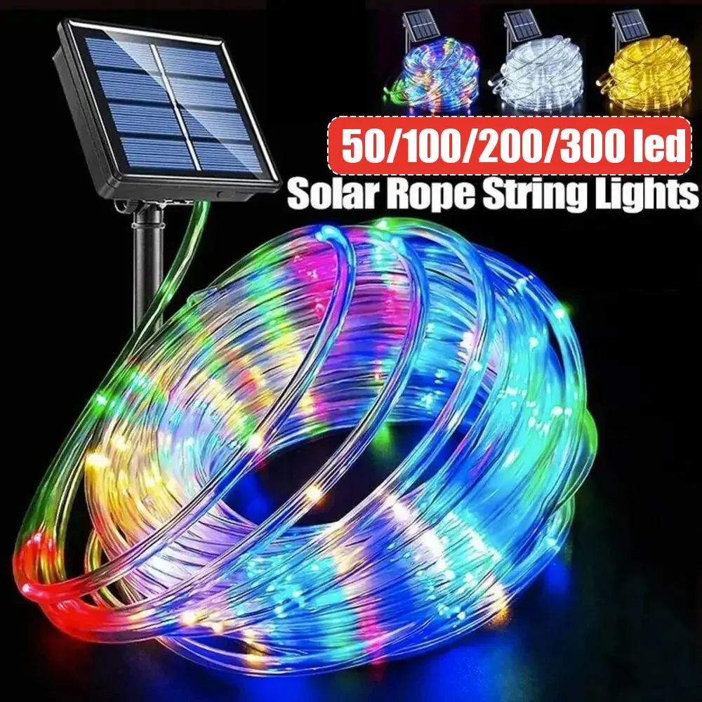 Outdoor Solar Tube Touw Led Licht Tuin Kerst Decoratie Fairy String Light 32 m/22 M/12 M/7 M Outdoor Bruiloft Led Lamp