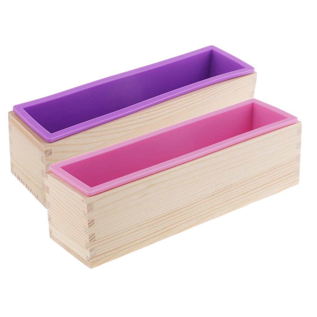 Rectangle Flexible Silicone Soap Loaf Mold with Wood Box DIY Chocolate Cake Bread Mould for Soap Making Craft Tools 900ml