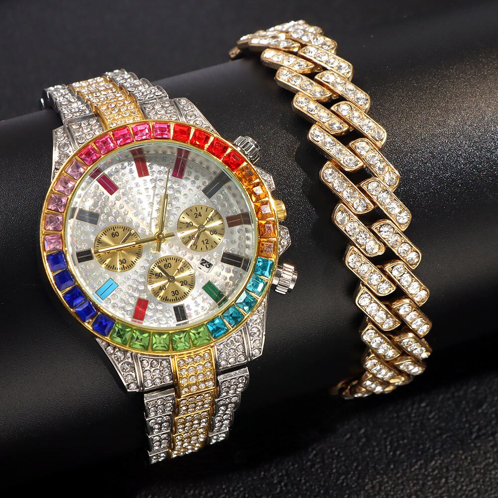 Reloj mujer bling full strass klocka lyx strass rund kvarts armbandsur armband dam & #39 ;s klockor klocka: W000902 slc 011101gd