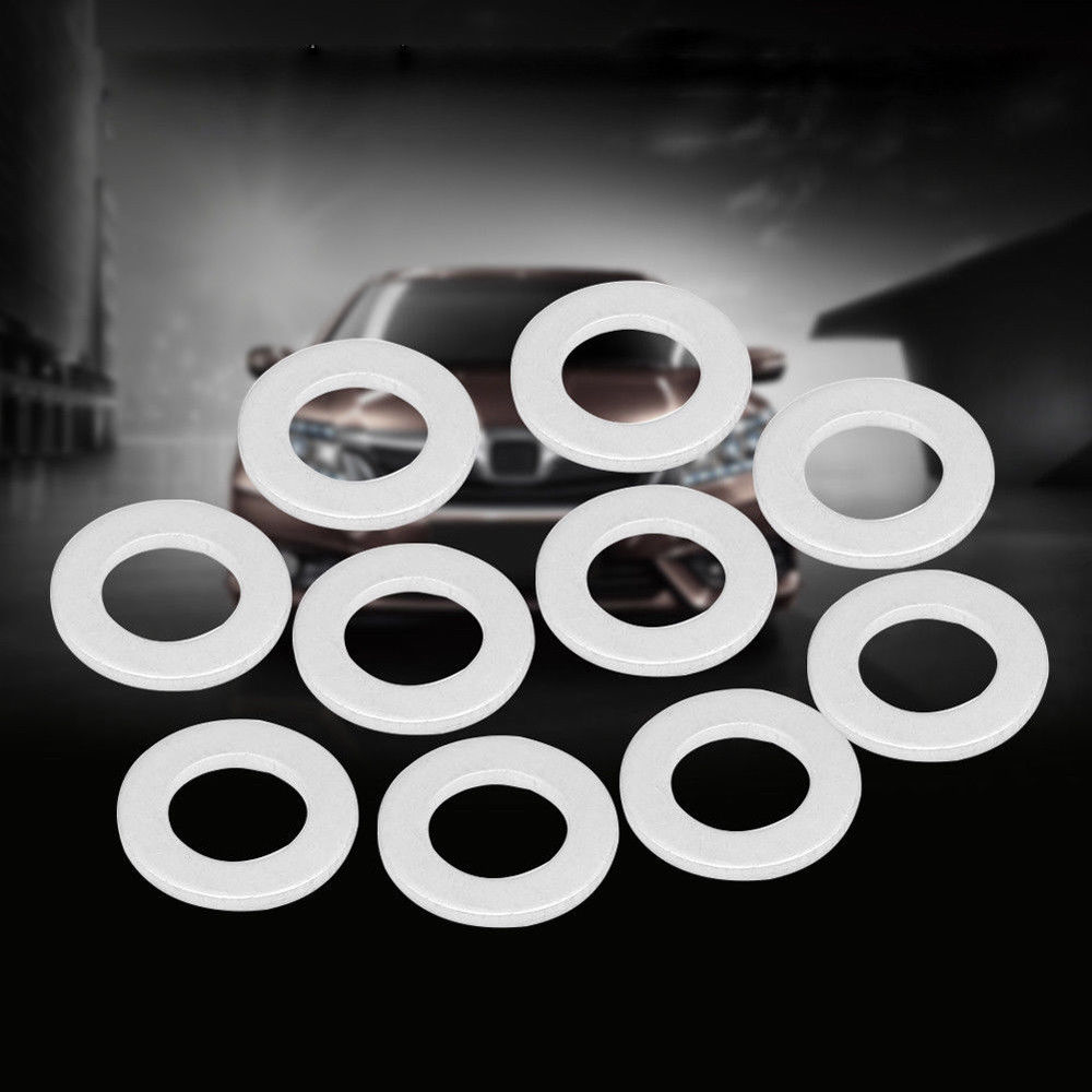 10Pcs/set Aluminum Oil Sump Nut Drain Oil Plug Engine Oil Drain Plug Crush Washer Pan Gaskets