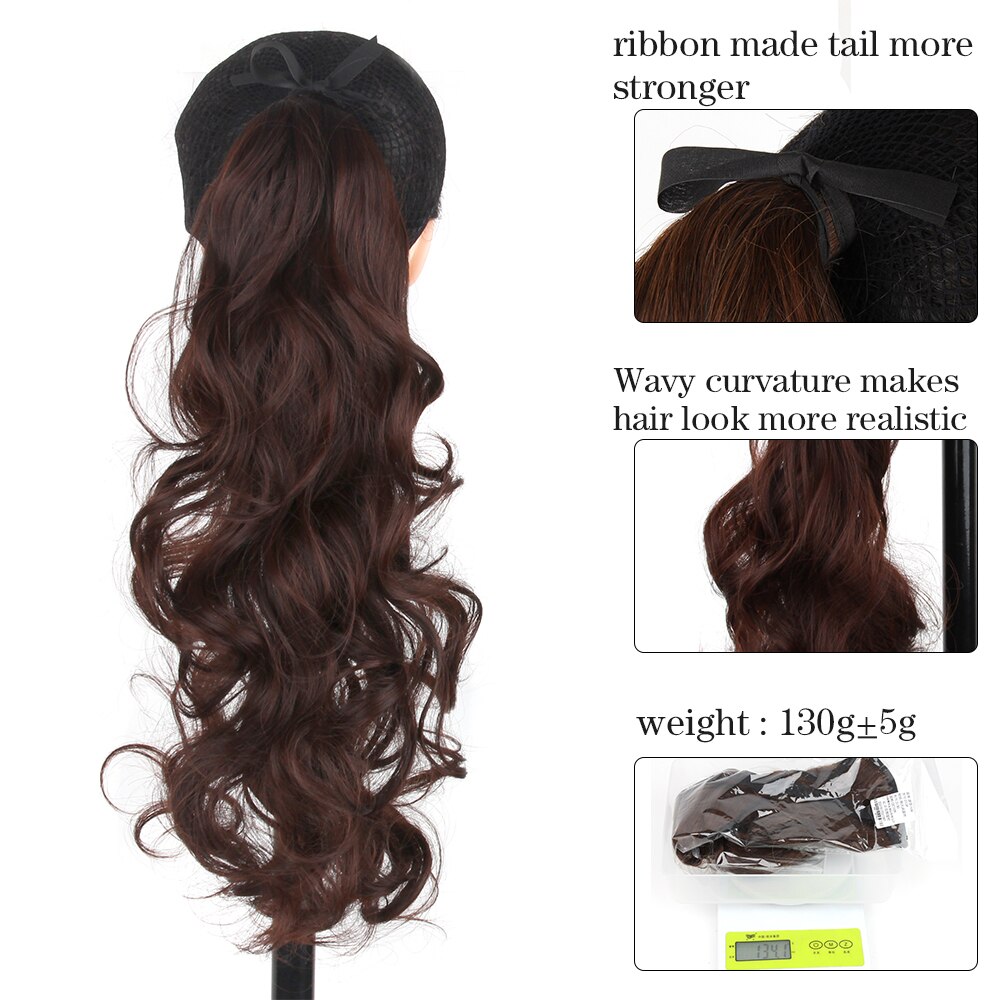 Xnaira-Cola de Caballo rizado largo, coleta sintética marrón claro, extensiones de cabello para cola de caballo, cinta de pelo de cola resistente al calor