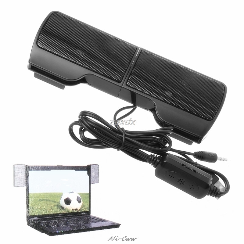 1 Pair Mini Portable Clip-on USB Stereo Speakers line Controller Soundbar for Laptop Notebook Mp3 PC Computer with Clip