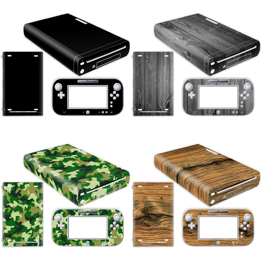 Pure and wood For W ii U Console Cover with Remotes Controller Skins For Nintend w ii u sticker for w ii u skin