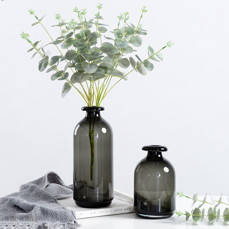 Nordisk glass vase svarte blomstervaser boligdekorasjon tilbehør stue dekor vase dekorasjon husholdning gjennomsiktige vaser