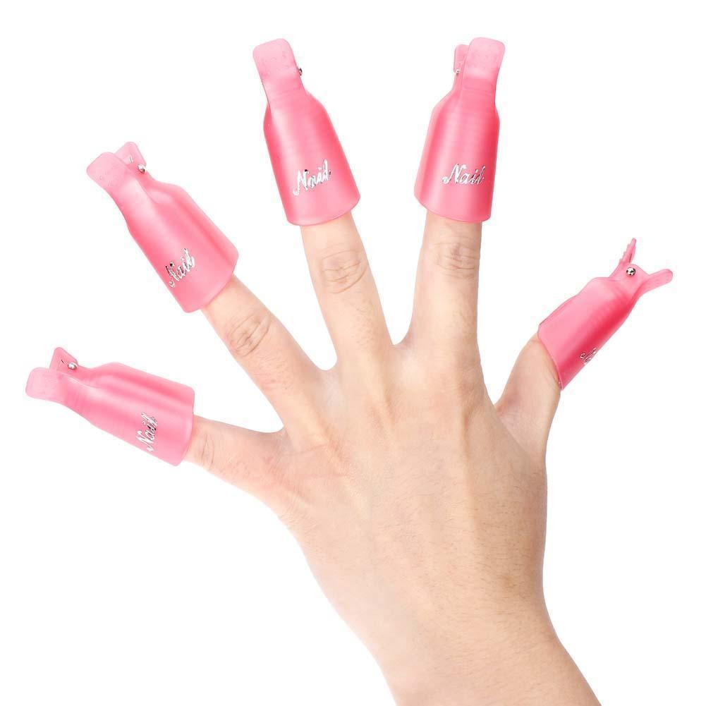 10pcs/set Remover Gel Polish Degreaser Polish Remove Gel Nail Polish Clips Caps Nail Cleaner Gel Nail Remover Manicure Tools: pink