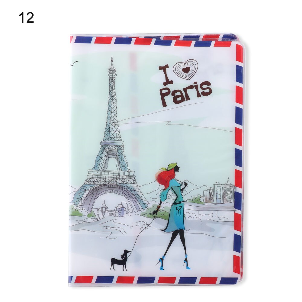 1Pc Passport Cover Card ID Holders Women Men Travel PVC Document Folder Passport Package Eiffel Tower Passport Holders: 12