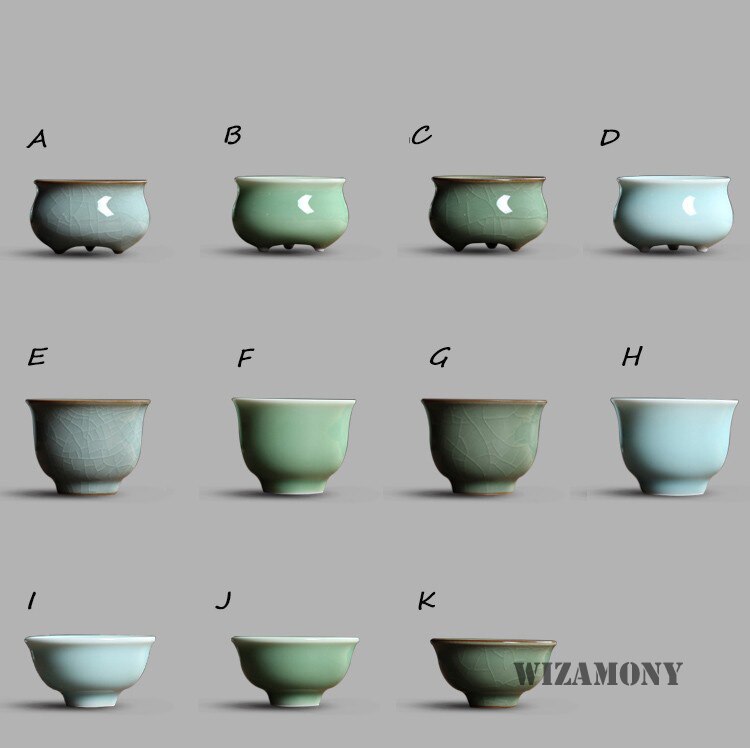 1 pcs Chinese Longquan Celadon Porcelain Gaiwan Teacups Porcelain Bowl 65ml China Tea Pot Celadon Crackle Teacups