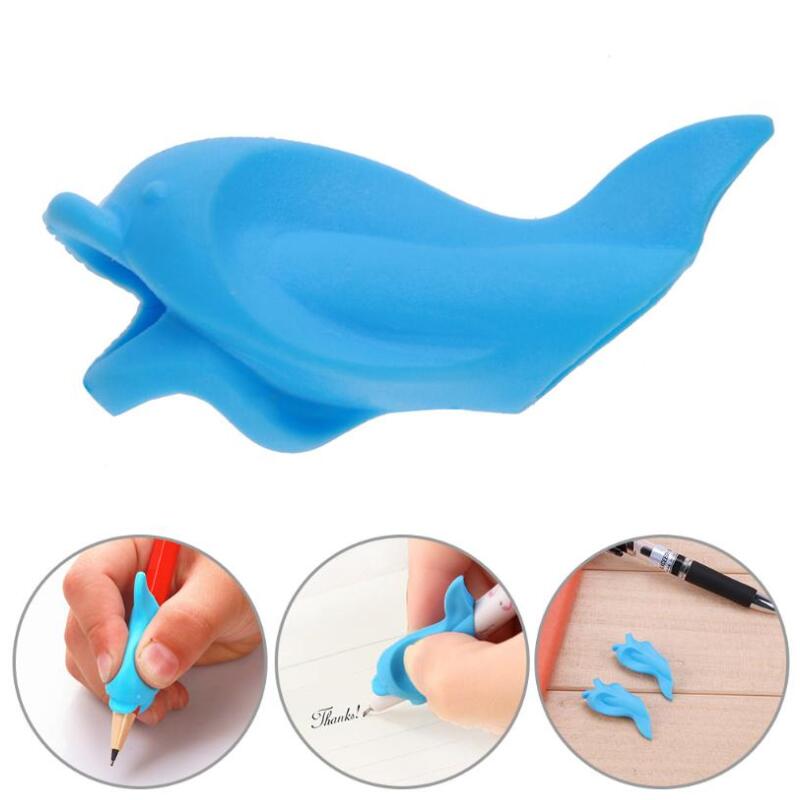 100Pcs Siliconen Dolfijn Vis Houden Tekening Potlood Kinderen Creativiteit Kids Studenten Potlood Schrijven Tekening Beschermen Vinger Speelgoed