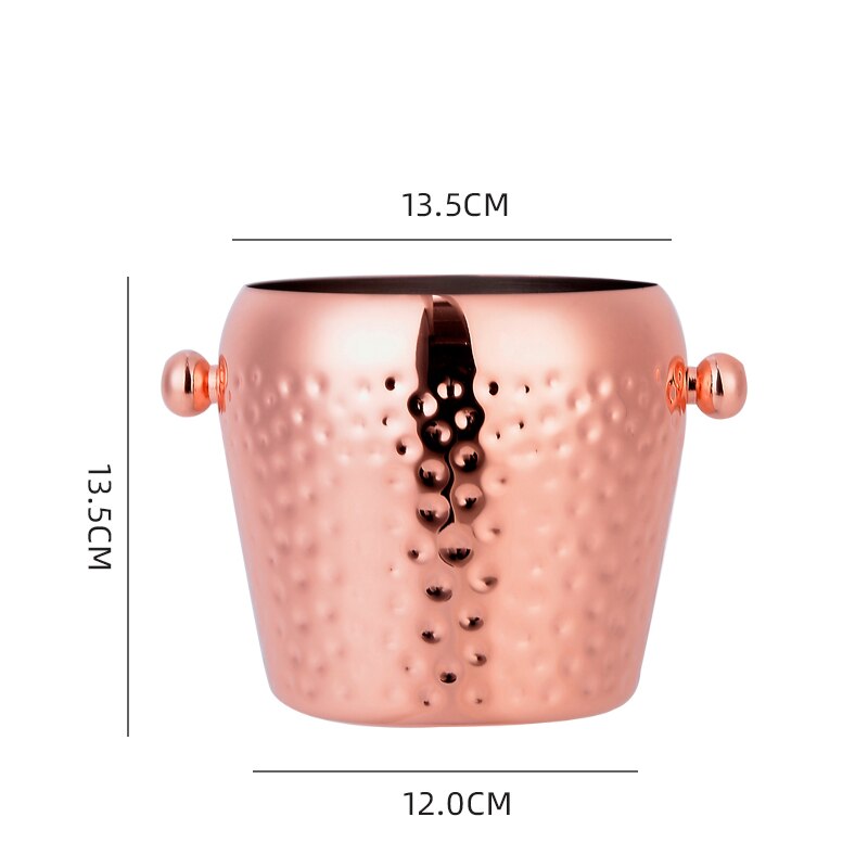 Ice Bucket Bar Stainless Steel Ice Container European-Style Wine Champagne Bucket Hammer Gold Ice Cube KTV Wine round Tube: B