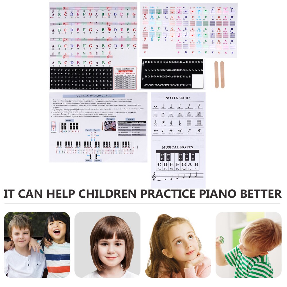 2 Sets Piano Sticker Beginner Learning Labels of Piano and Electronic Keyboards