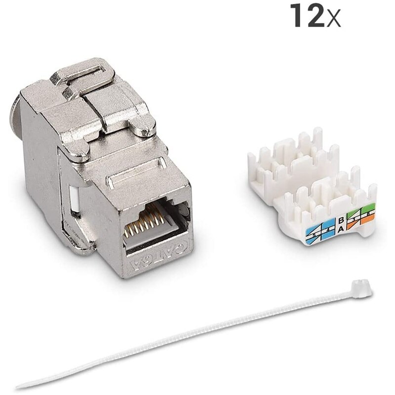 Keystone-modulbuchsen,  - 12 -teilig, cat -6a -geschirmte keystone-buchse ,  rj45 cat- 6a -ethernet-module, 10 gigabit mit metallgehäuse