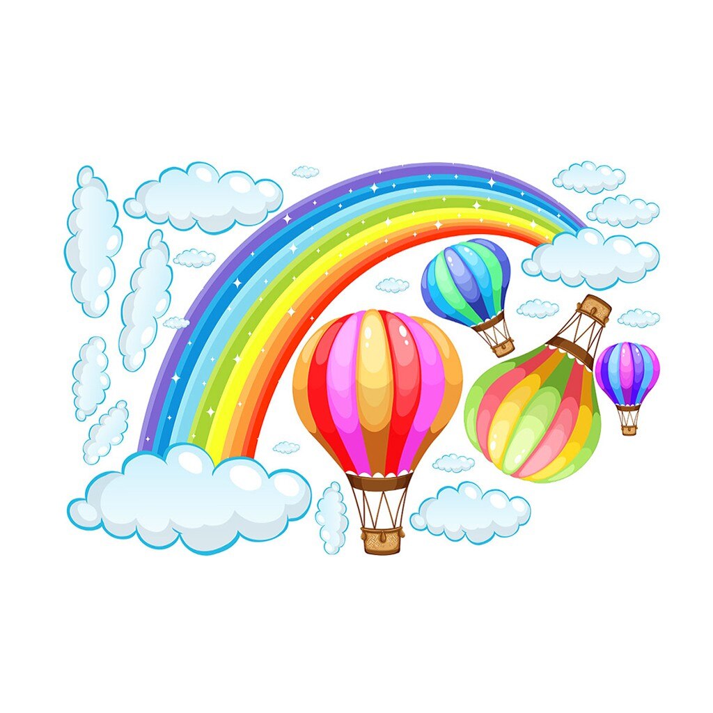 Cartoon Regenboog Patroon Muurstickers Home Decoratie Cartoon Muurstickers Verwijderbare Voor Kinderen Kamers Grafiek Nursery Decor Muur Ar