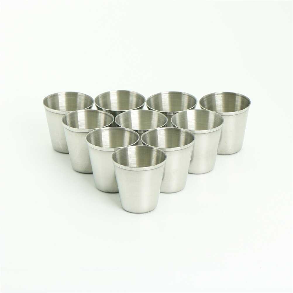 10pcs/set Mini 30ml Polished Silver Stainless Steel Wine Drinking Shot Glass Barware Cup: Default Title
