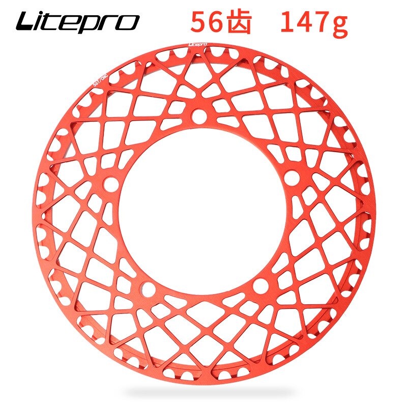 Litepro BMX Folding Bike BCD 130 Spider chainring Tray Chainwheel 53/56/58T Aluminum Alloy Crankset Chainring: 56T red