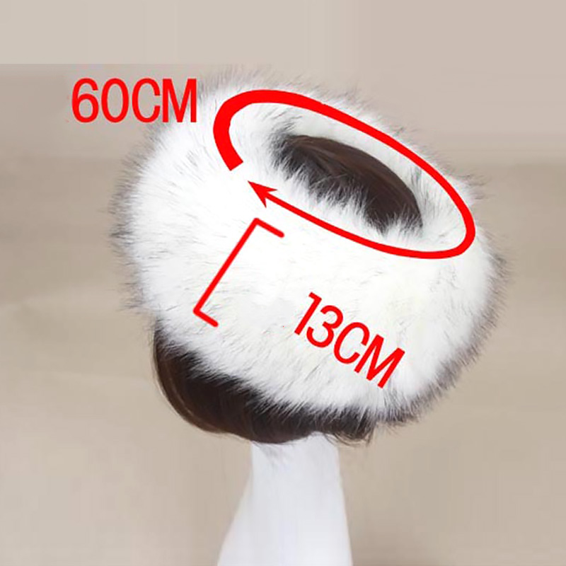 Winter Dikke Harige Haarband Fluffy Russische Faux Fur Vrouwen Meisje Bont Hoofdband Hoed Winter Outdoor Earwarmer Ski Hoeden Hoofddeksels