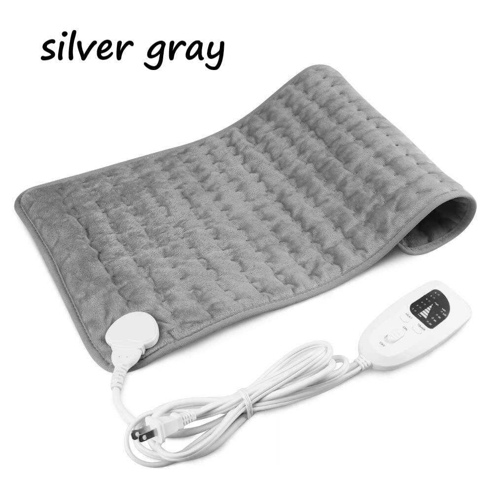 6 Heat Modes Microplush Electric Heating Pad for Abdomen Waist Back Pain Relief Winter Warmer Fast Heat Pad with EU/US Plug: EU-silver gray / 76x40cm