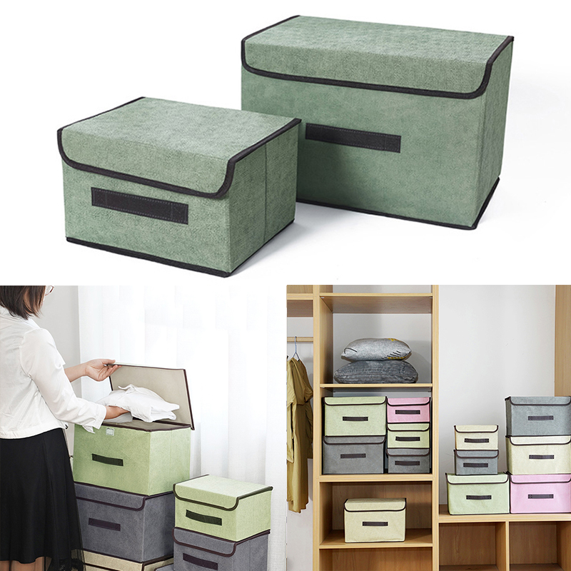 Non-woven suit large capacity storage box dustproof storage box Folding fabric imitation linen portable dustproof storage box