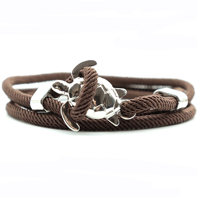 Noter novel skildpadde armbånd til mænd håndlavet flerlags justerbar snor kæde armbånd strand surfer smykker wrap braslet pulseira: Guldfarve