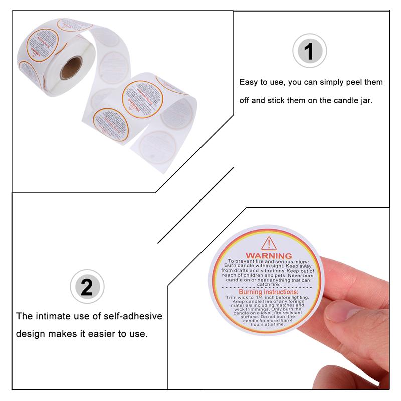 500Pcs Candle Warning Sticker Label Removable Adhesive Removable Safety Candle Jar Warning Decals Stickers Label For Candle Jar