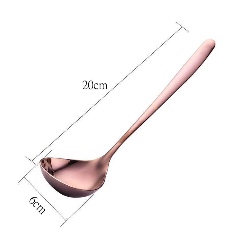 Stainless Steel Tableware Korean Long Handle Spoon Home Soup Spoons Cutlery Dinnerware Kitchen Cooking Utensils: Rose Gold