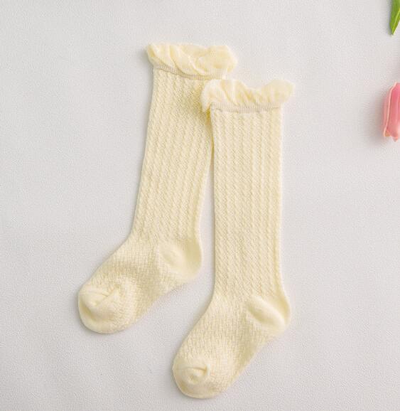Zomer Dunne Baby Kind Losse Beenwarmers Mosquito Katoenen Baby Mesh Baby Knie Hoge Been Warm Meisjes Jongens Kousen: yellow 1to2year knee