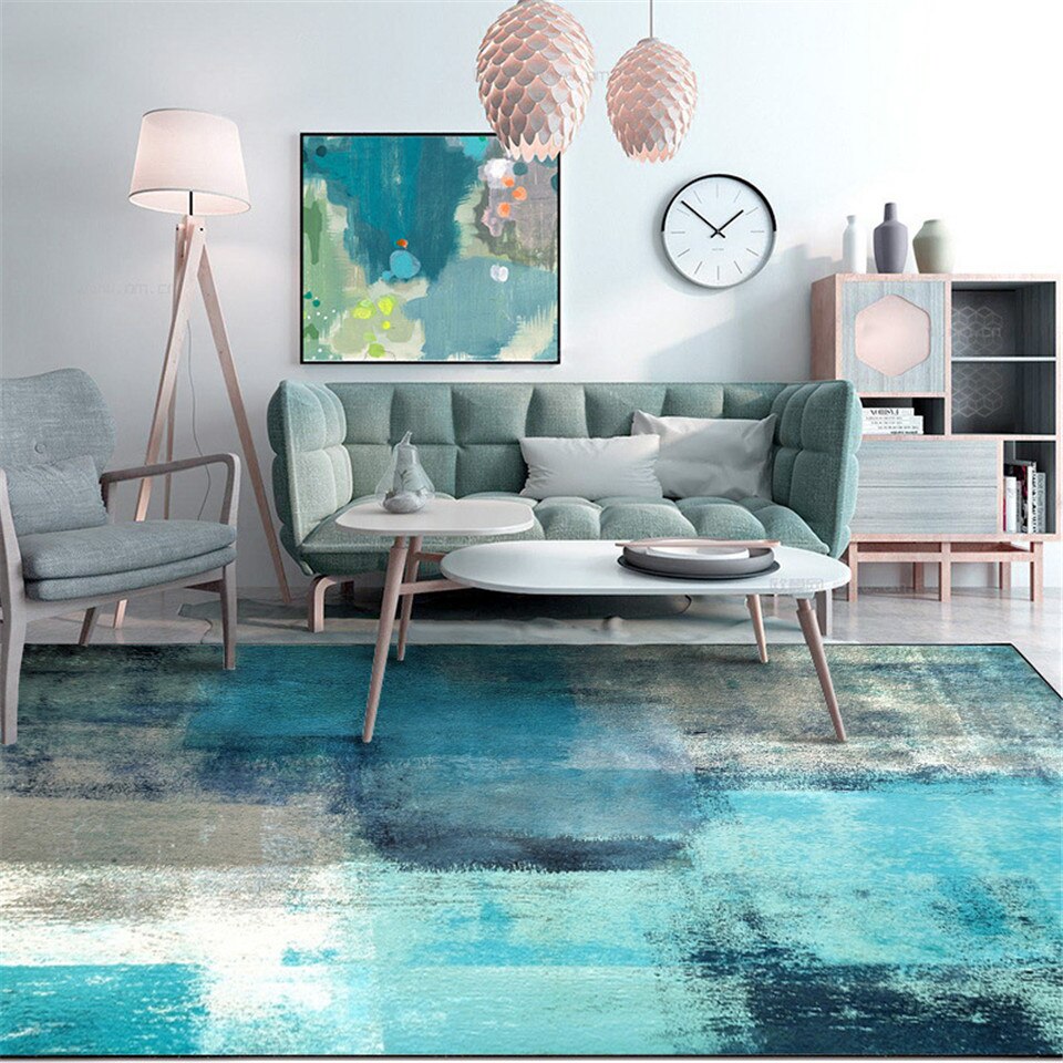 Vloerkleed Shaggy 160 x 380 cm Moderne Stijl Woondecoratie Slaapkamer Shaggy Tapijt Tie-Geverfd Zacht Wasbaar Voor Een Gezellige Woon- of Slaapkamer, Marineblauw