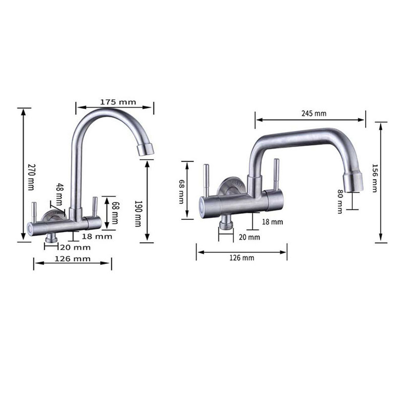 304 Stainless Steel Faucet One Into Two Out Multifunction Double-outlet Washing Machine Faucet Outdoor Garden Sink Faucet