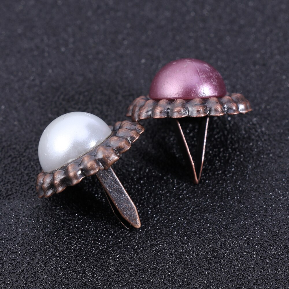 20PC Paper Fasteners Vintage Pearl DIY Metal Brads Crafts Split Pins for Album Decoration Accessorise Scrapbook (Mixed Color): Default Title