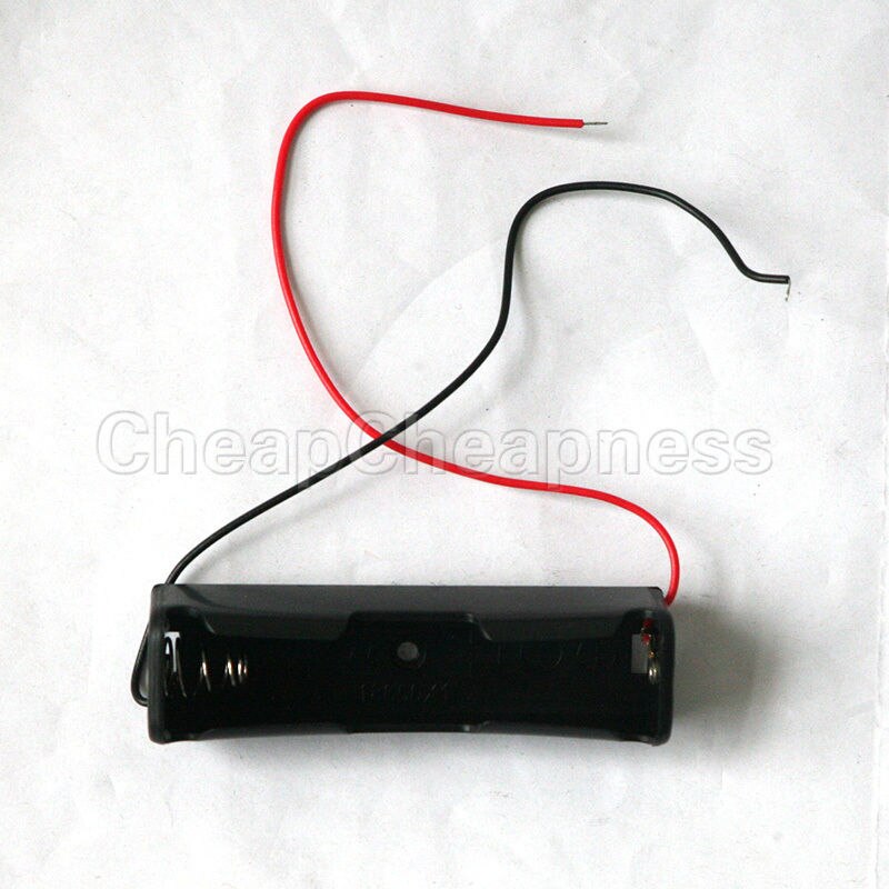 1pc 18650 Battery 3.7V Clip Holder Box Case Black With Wire Lead