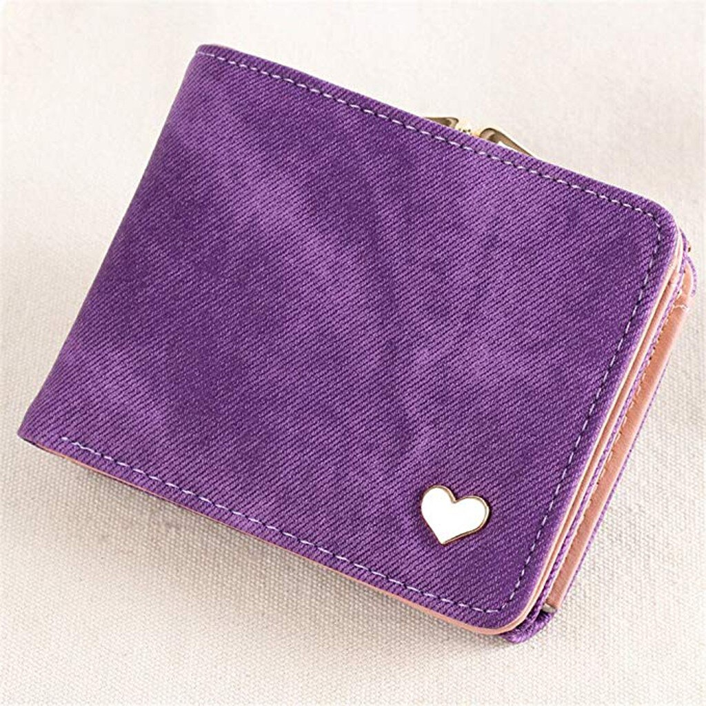 Women Wallet Pu Short Cute Heart Wallet Folding Wallets Clutch Pu Card Holder Ladies Purses Cute Mini Purse Carteras Mujer #YJ