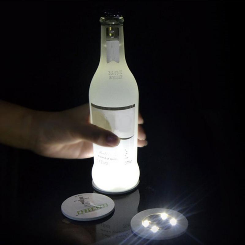 LED Coasters Foam 3 Modes 4 Lights Color Changing Battery Powered Flat Stable Core Board Slightly Cushioned Bar Nightclub Party