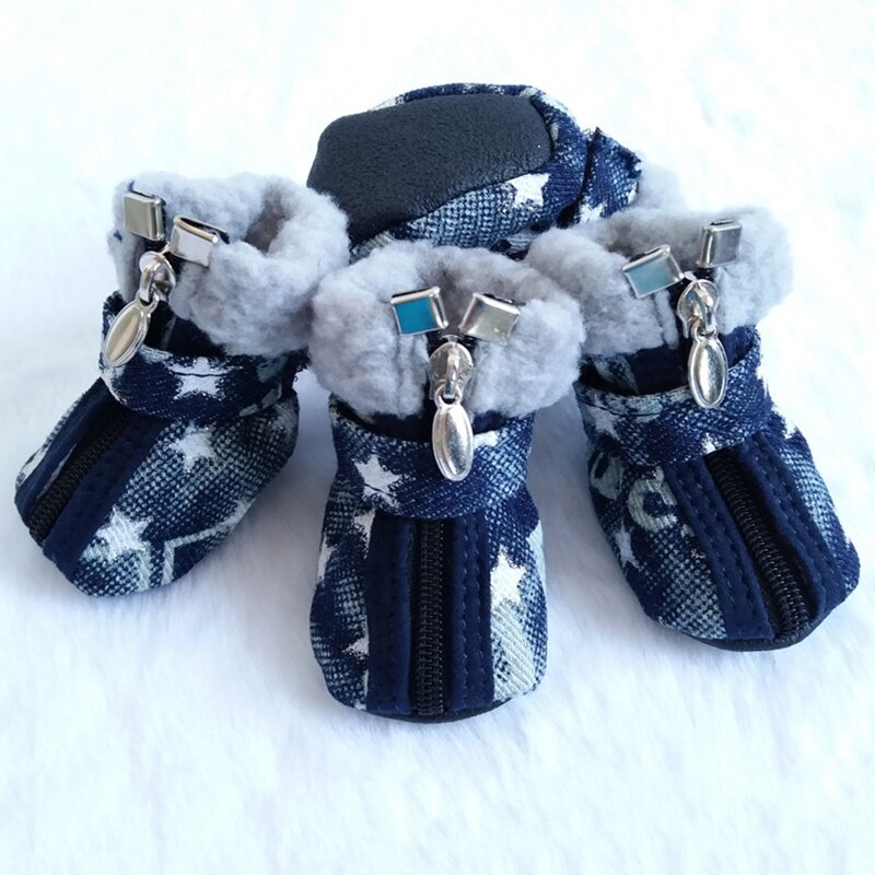 Pet Dog Boots Shoes for Chihuahua Winter Warm Snow Boots for Small Dogs Cats Anti Slip Zipper Casual Pet Shoes Puppy Sneakers