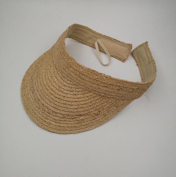 korean summer sun empty visor women straw hat sun protection straw raffia caps female: natural2