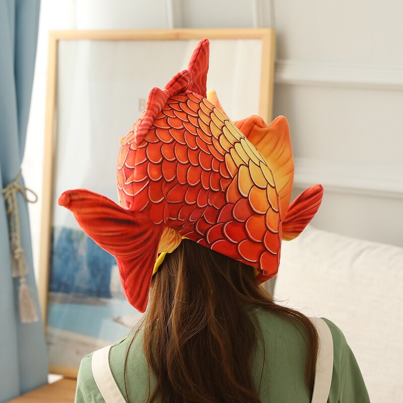 Plys hat cap dekor coronet hovedbeklædning hovedbeklædning sjov karpe hat fisk hovedbeklædning plys legetøj pp bomuldsdukke