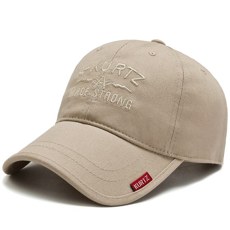 Brief Een Kurtz Borduren Hip-Hop Baseball Cap Mannen En Vrouwen Koreaanse Outdoor Sport Zomer Zonnehoed Verstelbare elastische Vader Hoed: khak