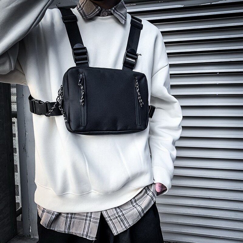 Streetwear Taktische Brust Anlage Taschen Männer Graffiti Rechteck Brust Tasche Weibliche Trend Straße Funktionale Weste Hüfte hüpfen Männlichen fanny Pack