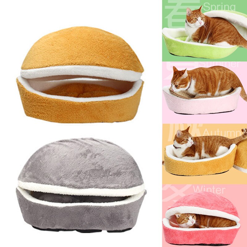 Sac de couchage pour chat, canapés, coussin pour chien, Hamburger, court, en peluche pour petit lit, , pour chiot, coussin pour nid, produits pour animaux domestiques