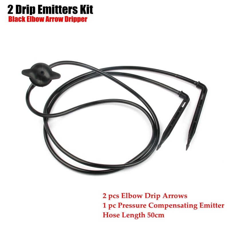 2Sets Garden Drip Irrigation System Kits Bonsai Flower Watering Drip Arrow Drippers Gardening Drip Emitters Sprinklers: 2Drip Black Elbow