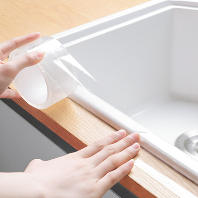 Selvklæbende transparente klistermærker til køkkenvask vandtæt væg hjørne linje tape badeværelse anti-fugt keramik