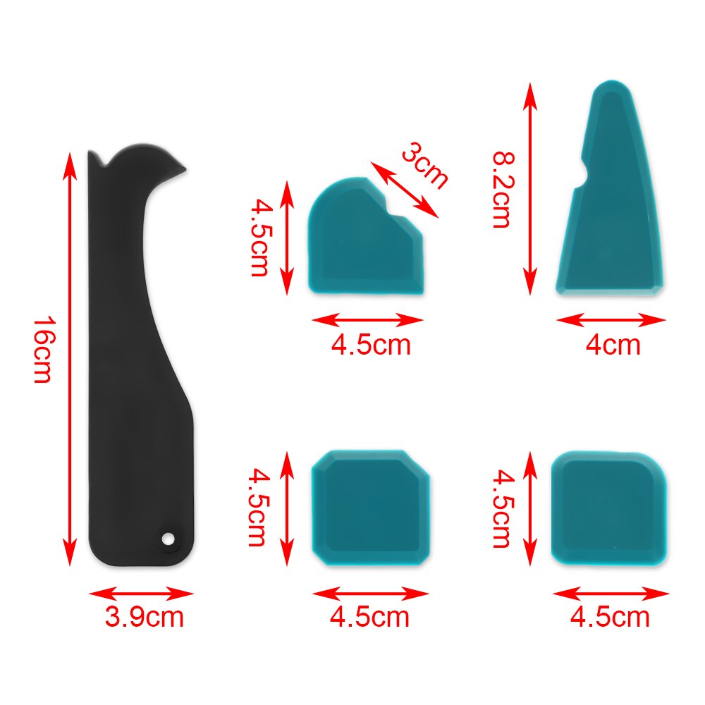 Esparcidor de sellador de silicona, juego de 5 unidades, espátula, espátula, utensilio para quitar masilla o cemento, Kit de herramientas de calafateo multiangular resistente al desgaste