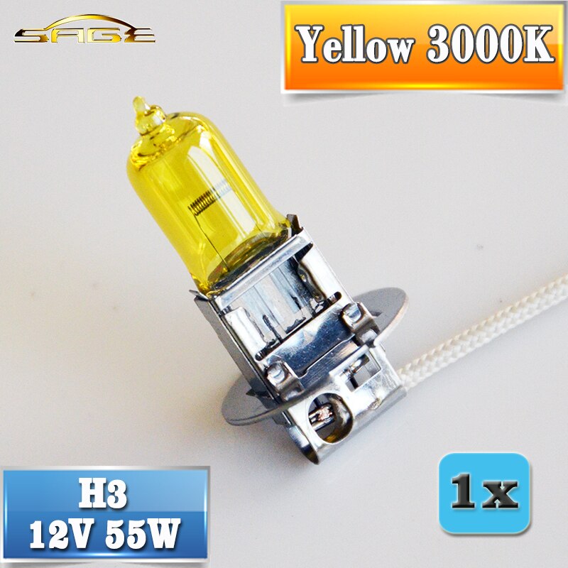 hippcron H3 Halogen Lamp 12V 55W 1 Piece Yellow3000K HeadLight Glass Replacement Car Light Auto Bulb