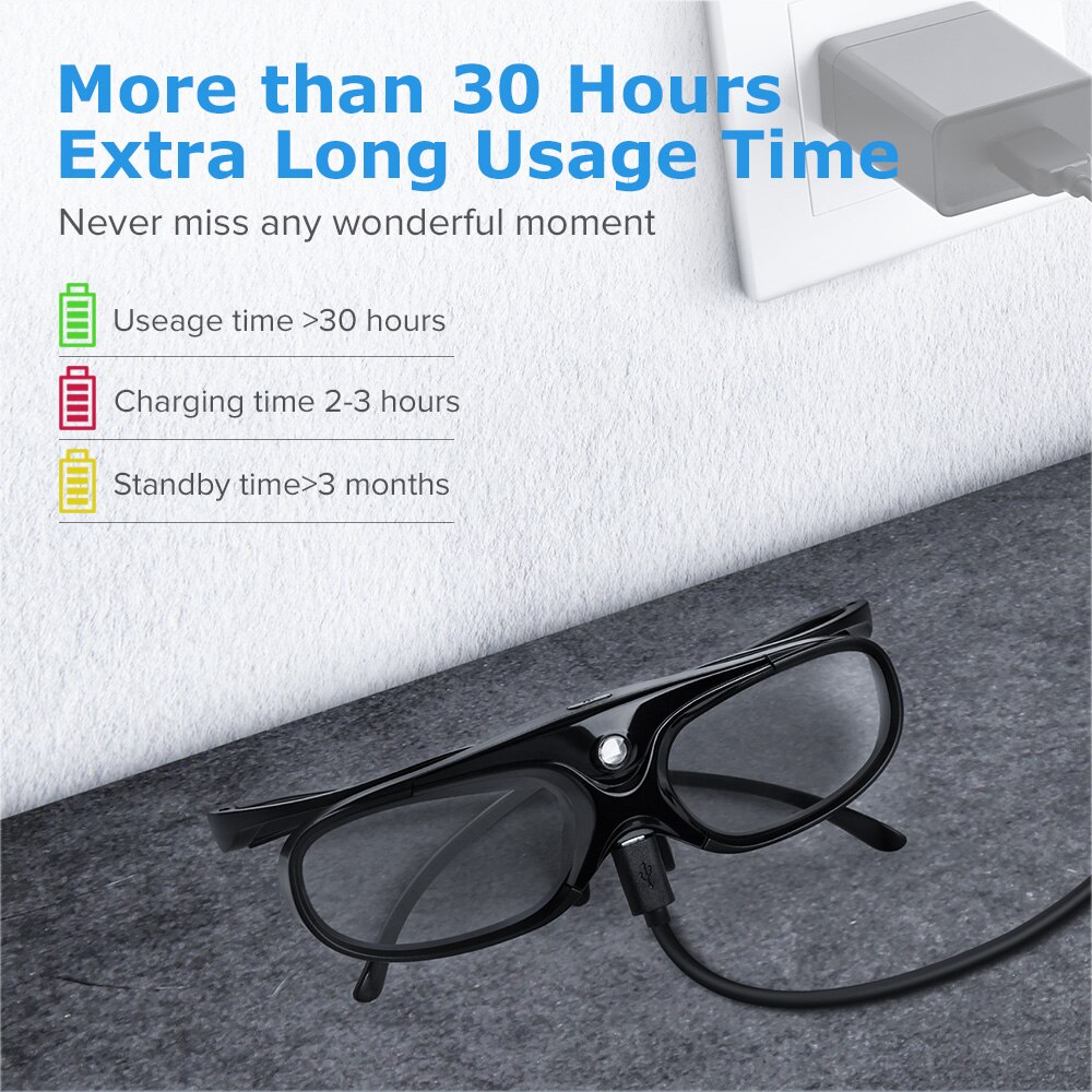 (4 pièces/lots) lunettes 3D DLP Link actives compatibles avec Optama/Acer/BenQ/ViewSonic/Sharp/Dell DLP projecteurs de liaison DLP 3D prêt