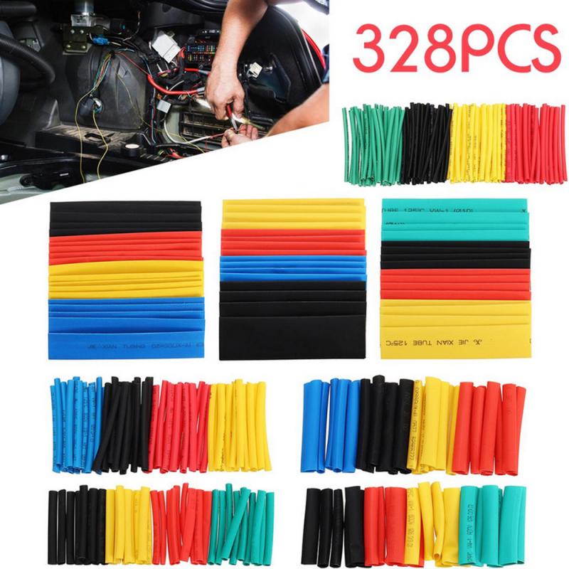Kit de tubes thermorétractables, 328 pièces/paquet, gaine d&#39;isolation en Polyolefin assortie, gaine thermorétractable, câble métallique, 8 tailles 2:1