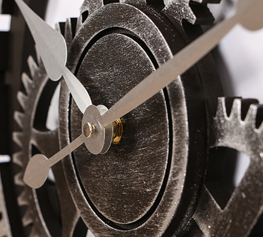 Industrial Wind Gear Wooden Wall Clock Noiseless Silent Gear Industrial Gear Wall Clock Roman Numerals Retro Rustic for House