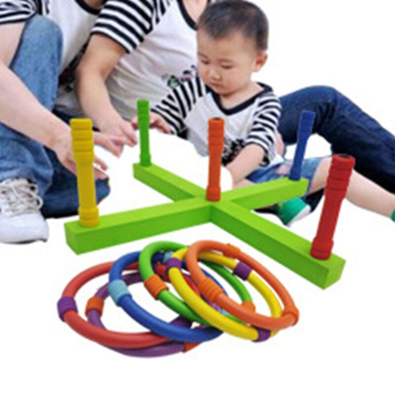 Jeu d'anneau à lancer en mousse souple, jeu d'extérieur pour enfants, adultes et famille, facile à assembler