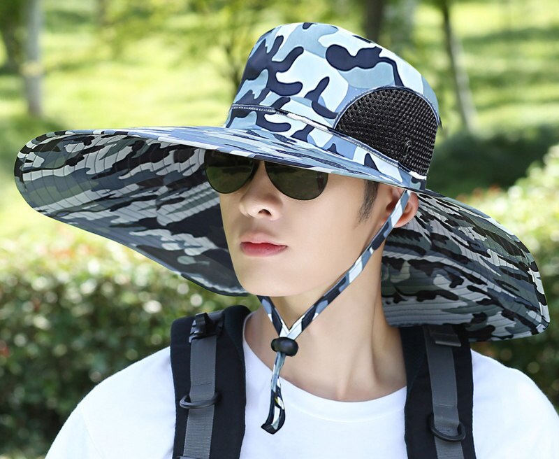 Fishing Hat Man Spring Summer Sun Protection UV Protection Breathable Wide Brim Hat For Fishing And Recreation Sun Cap: 9