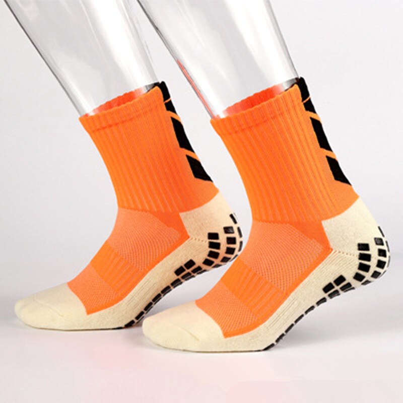 Football Socks Anti Slip Soccer Socks Men Sports Socks Good Cotton Calcetines Same Type As Trusox Running Absorb Sweat: Orange