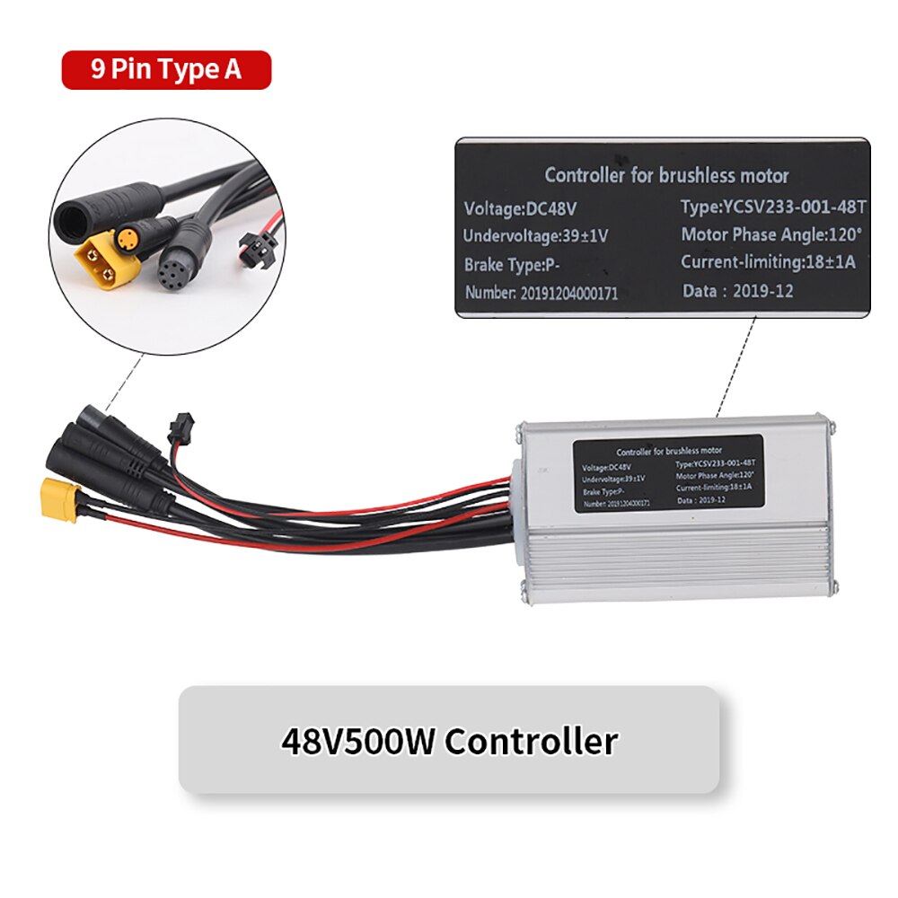 Contrôleur de moteur de moyeu de vélo électrique, pour Bafang 36V 48V 250W 350W 500W 750W, moteur Hub 9 broches, accessoires de vélo électrique: 48V500W Controller
