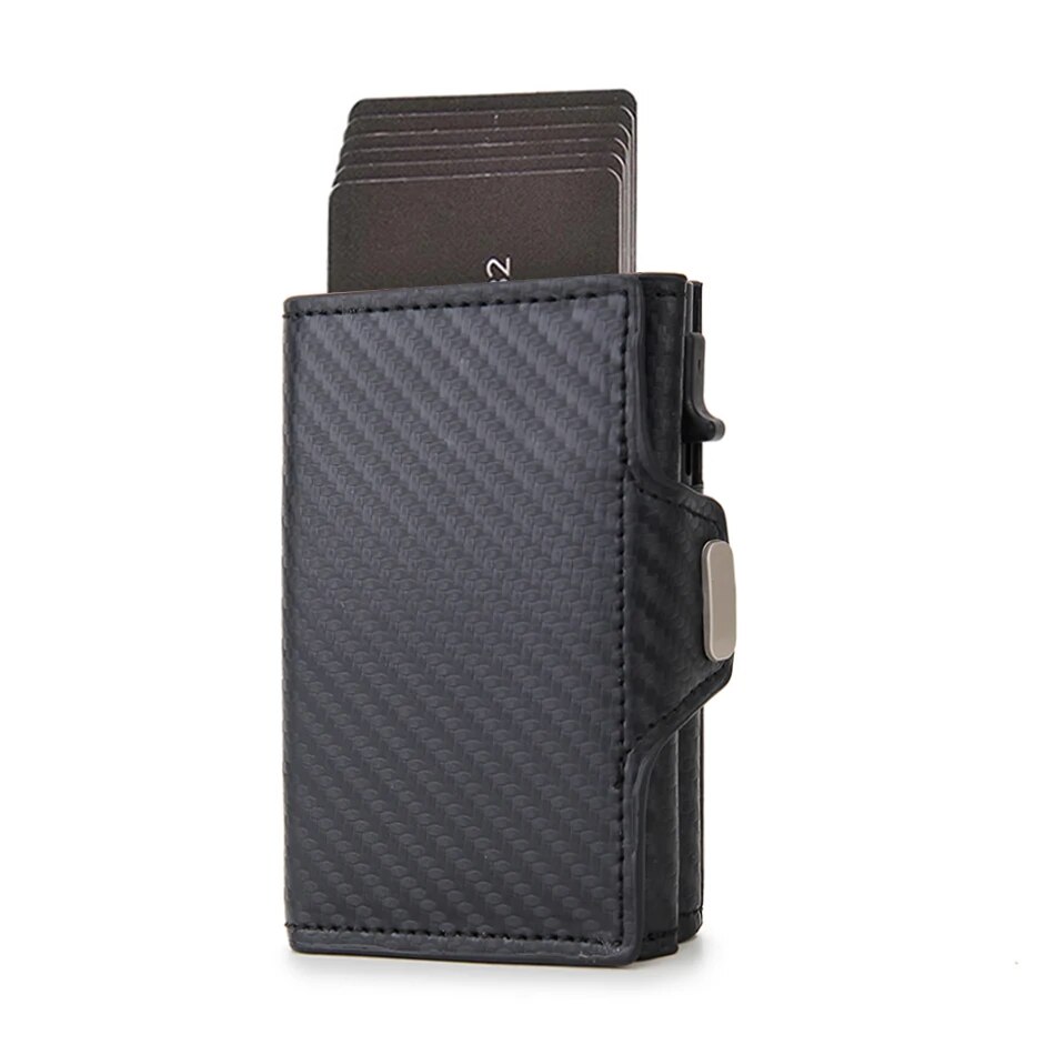 Rfid Carbon Fiber Kartenhalter Männer Brieftaschen Schlanke Dünne Münzfach ID Bank Kreditkarteninhaber Fall Aluminium Minimalistische Smart Wallet